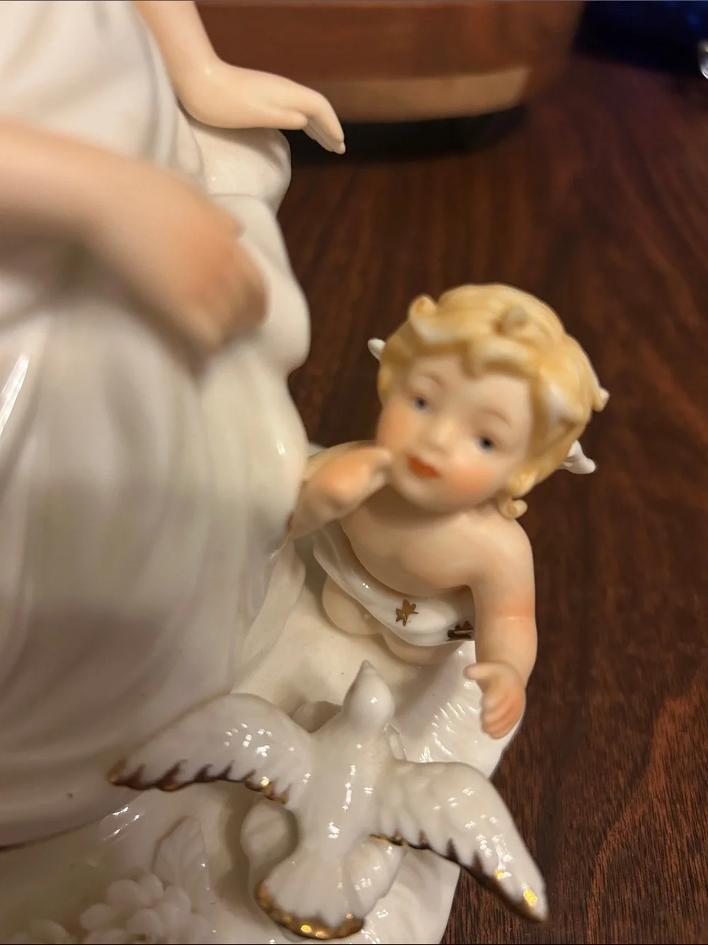 Vintage O’Well Euc Granduer Noel Angel with Cherub and dove porcelain